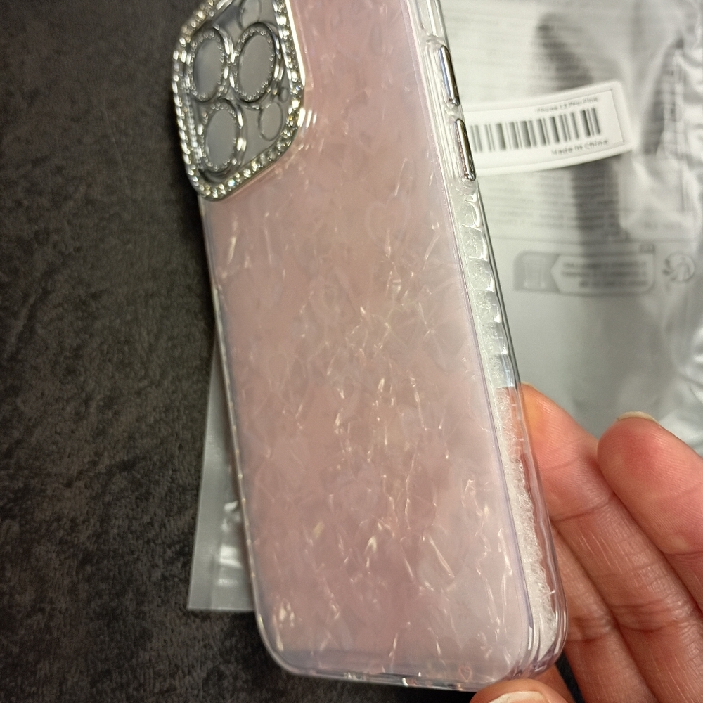 iPhone 13 Pro Pink Glitter Heart Transparent Shockproof Silicone Back Case - Picture 5 of 9